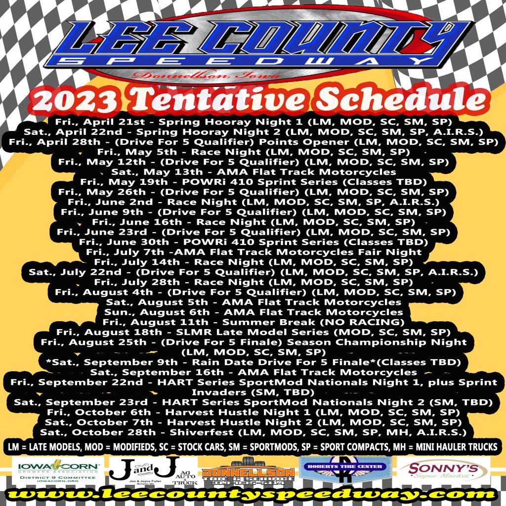 Schedule | Lee County Speedway